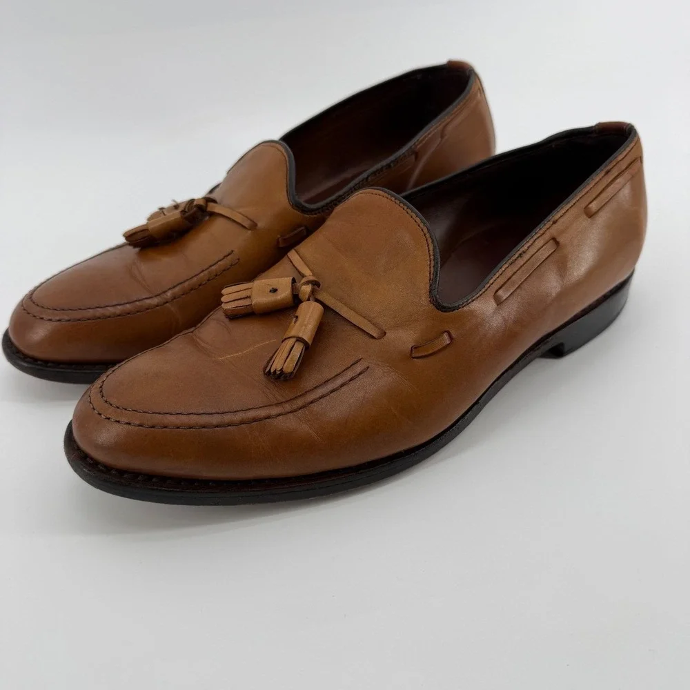 Allen Edmonds Grayson Mens 9 EEE Tan Leather Tassel Loafers Dress Shoes USA